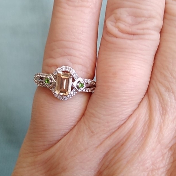 IMPERIAL TOPAZ AND RUSSIAN DIOPSIDE RING - Picture 2 of 7